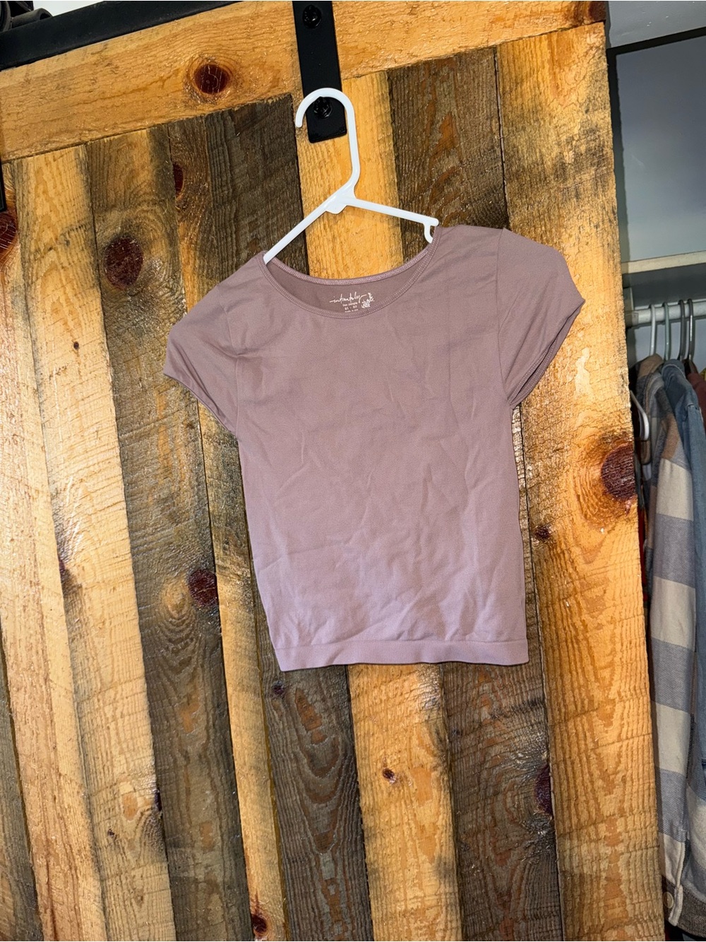 Free People Mauve Short Sleeve Crop Tee